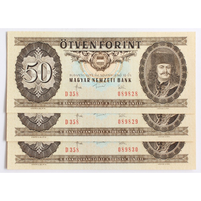 50 forint 1983 3db sorszámkövető