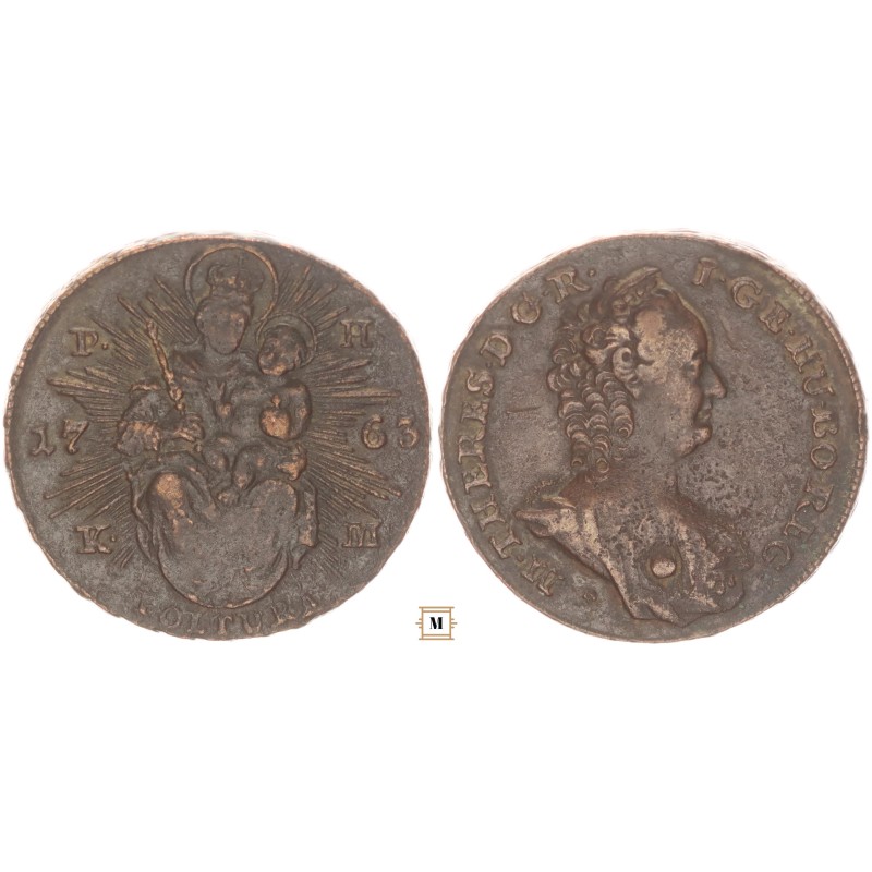 Mária Terézia poltura 1763 rozetta a büszt alatt