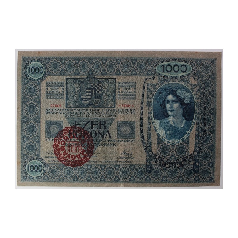 1000 Korona 1902 Magyar felülbélyegzés